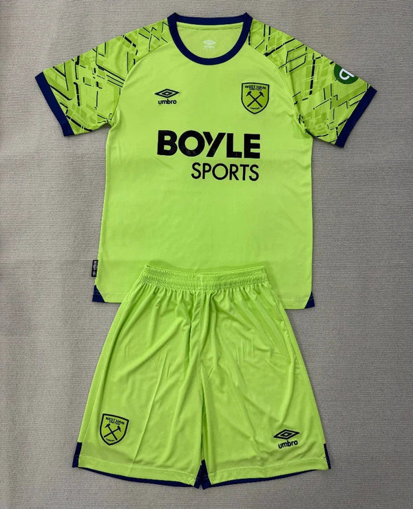 West Ham 25/26 Green/Black Goalkeeper Kids Jersey Set – Junior Football ...