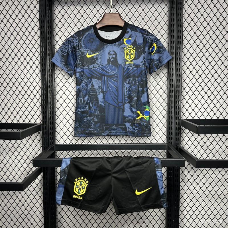 Kids Brazil Christ The Redeemer Dark Blue Concept Jersey - Concept Kits