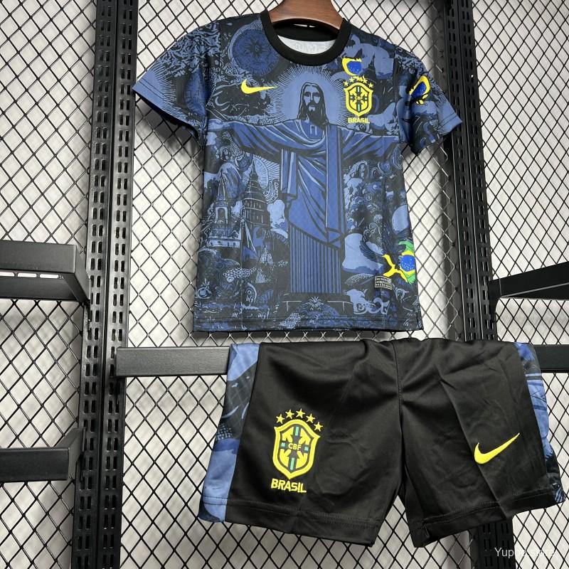 Kids Brazil Christ The Redeemer Dark Blue Concept Jersey - Concept Kits