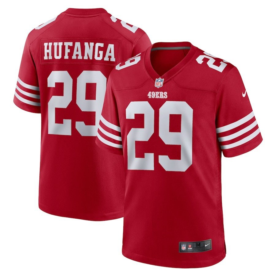 49ers 2022/23 Hufanga #29 Red/White NFL Game Jersey
