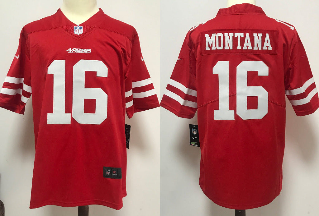 49ers 2022/23 Montana #16 Red/White NFL Game Jersey