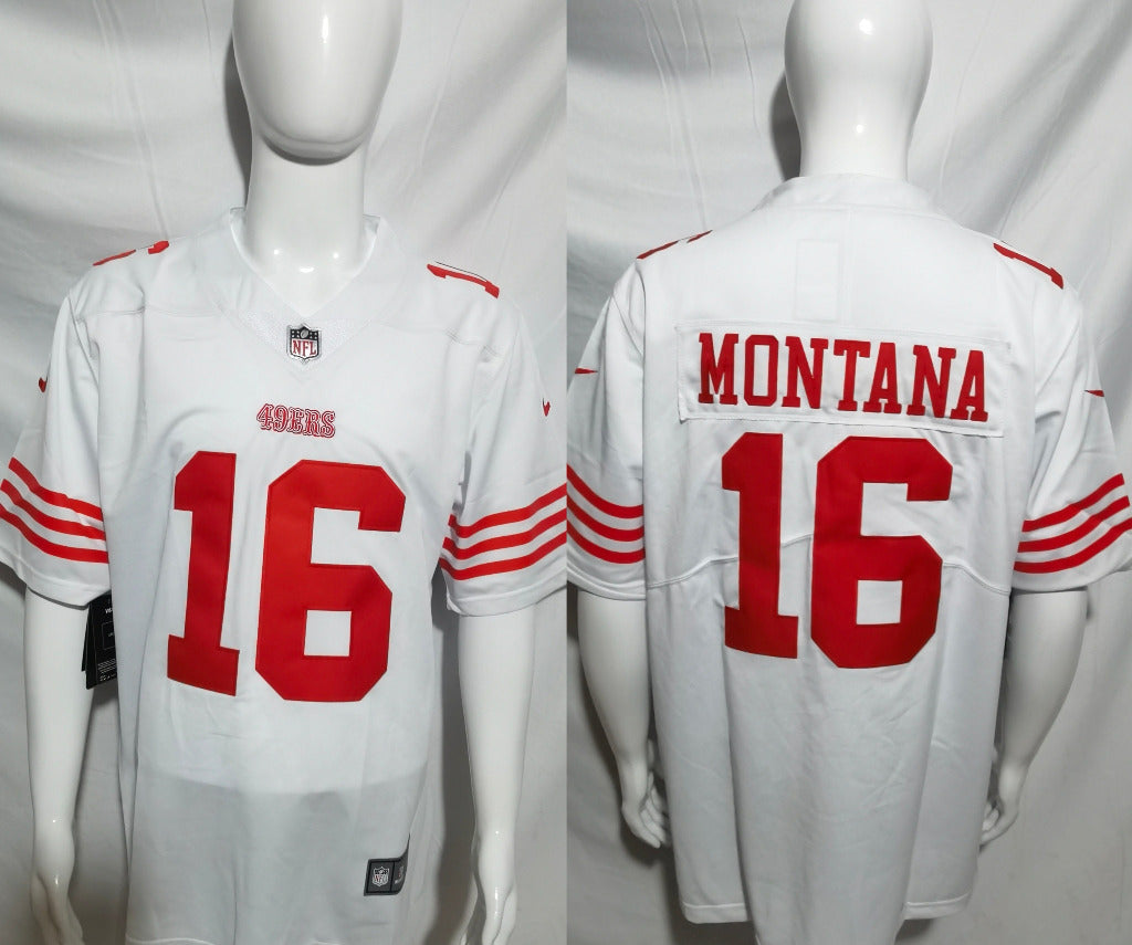 49ers 2022/23 Montana #16 White/Red NFL Game Jersey