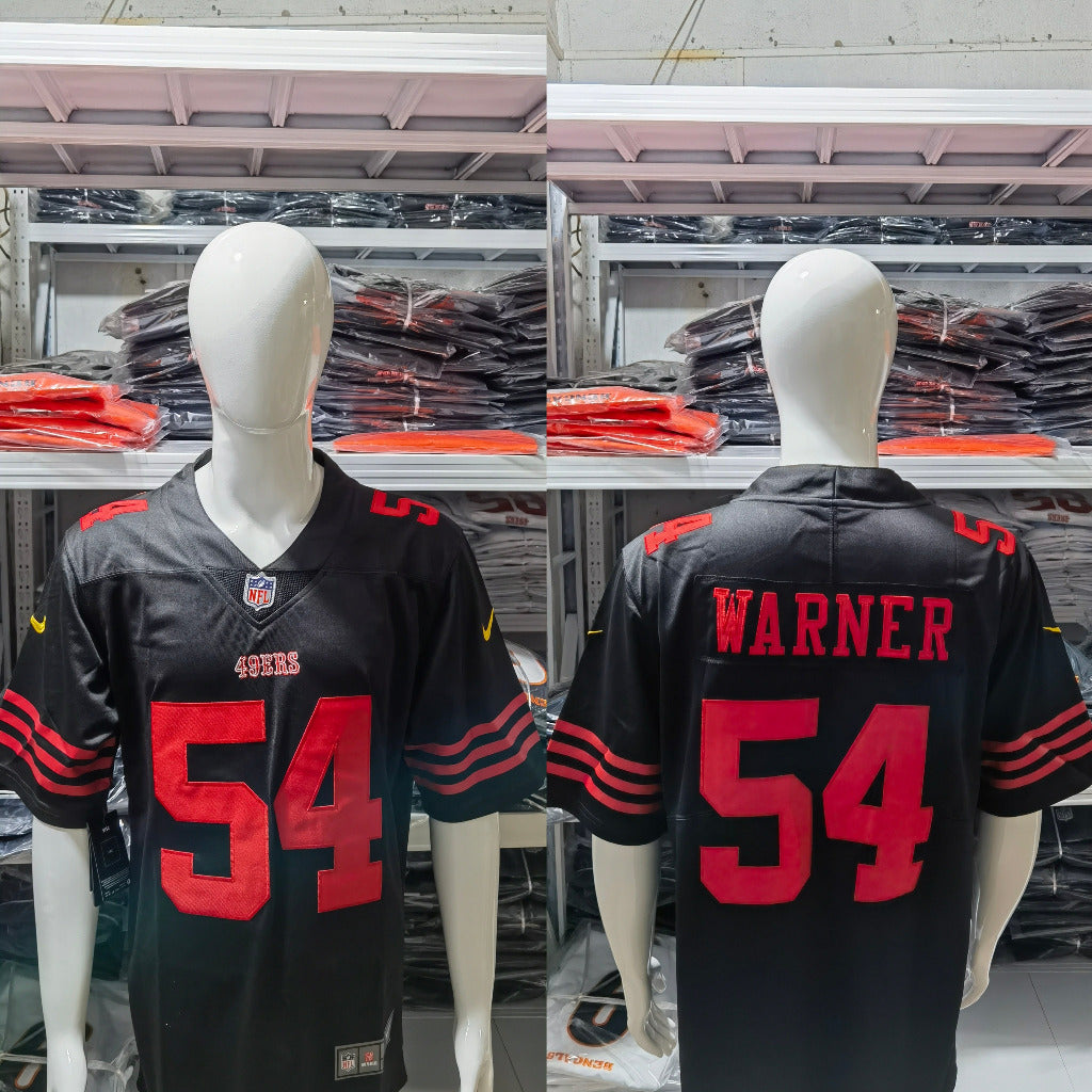 49ers 2022/23 Warner #54 Black/Red NFL Game Jersey