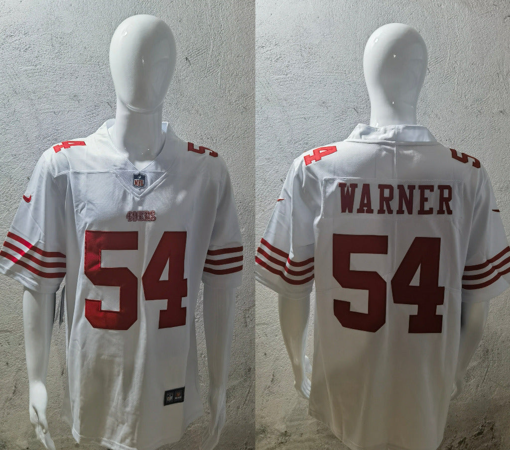 49ers 2022/23 Warner #54 White/Red NFL Game Jersey