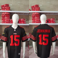 49ers 2023/24 Jennings #15 Black/Red NFL Game Jersey