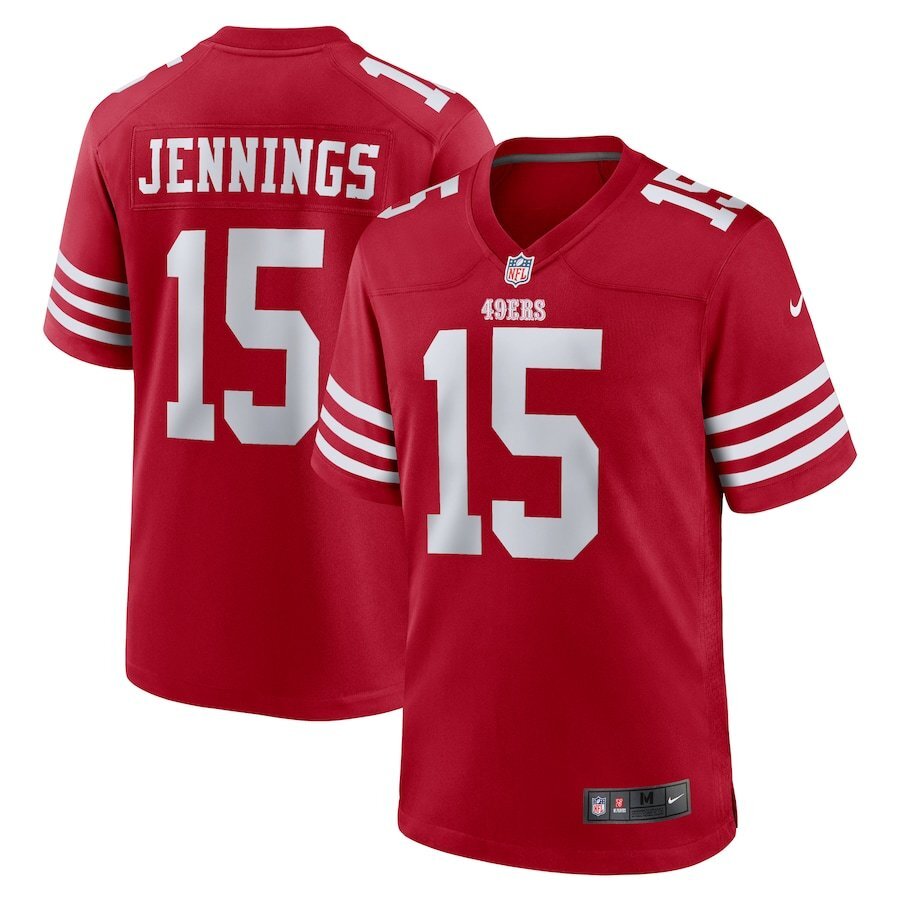 49ers 2023/24 Jennings #15 Red/White NFL Game Jersey