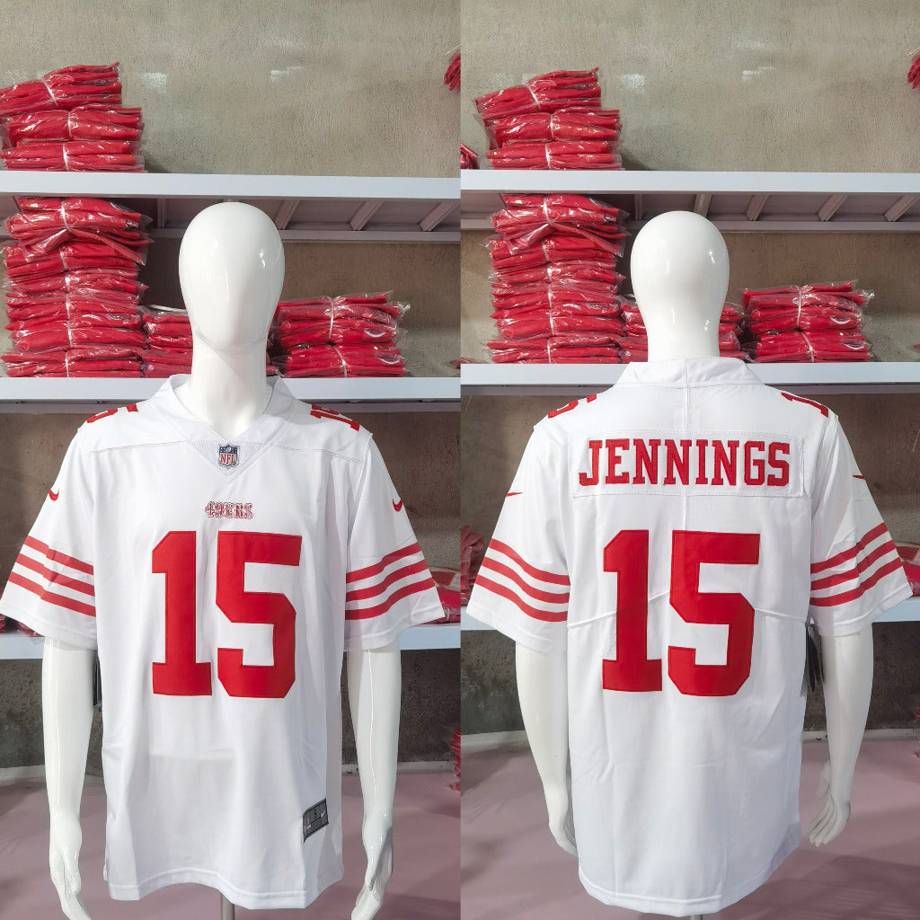 49ers 2023/24 Jennings #15 White/Red NFL Game Jersey