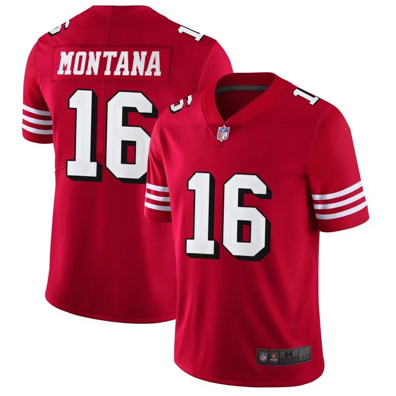 49ers 2023/24 Montana #16 Red/White/Black NFL Game Jersey