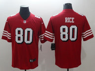 49ers 2023/24 Rice #80 Red/White/Black NFL Game Jersey