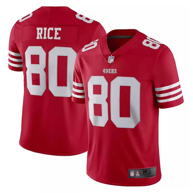 49ers 2023/24 Rice #80 Red/White NFL Game Jersey