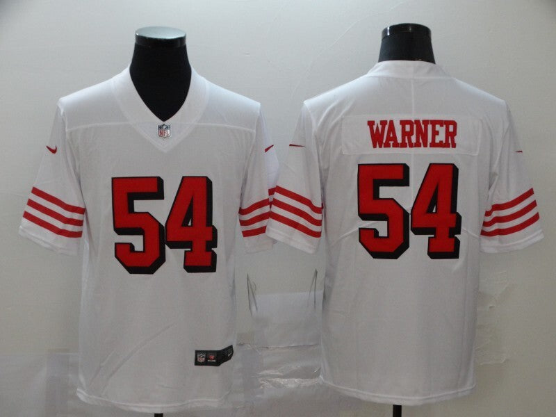 49ers 2023/24 Warner #54 White/Red/Black NFL Game Jersey