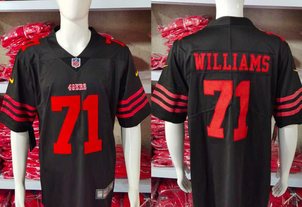 49ers 2023/24 Williams #71 Black/Red NFL Game Jersey
