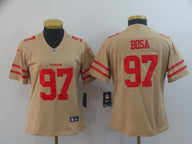 49ers 21/22 Bosa #97 Gold/Red Women NFL Jersey