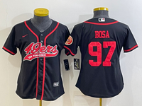 49ers 21/22 Bosa #97 Navy/Red Women NFL Baseball Style Jersey