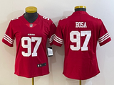 49ers 21/22 Bosa #97 Red/White Women NFL Jersey