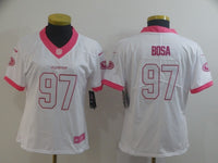 49ers 21/22 Bosa #97 White/Pink Women NFL Jersey