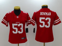 49ers 21/22 Bowman #53 Red/White Women NFL Jersey