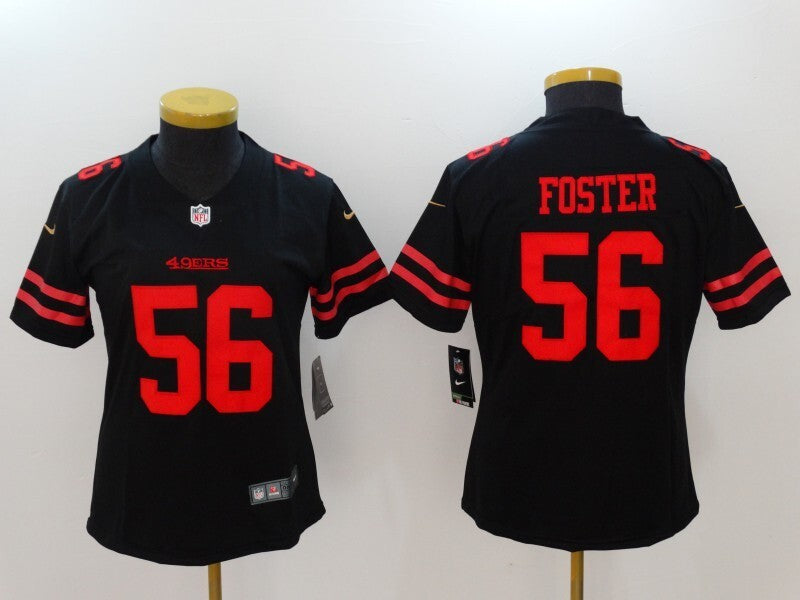 49ers 21/22 Foster #56 Black/Red Women NFL Jersey
