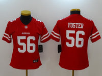 49ers 21/22 Foster #56 Red/White Women NFL Jersey