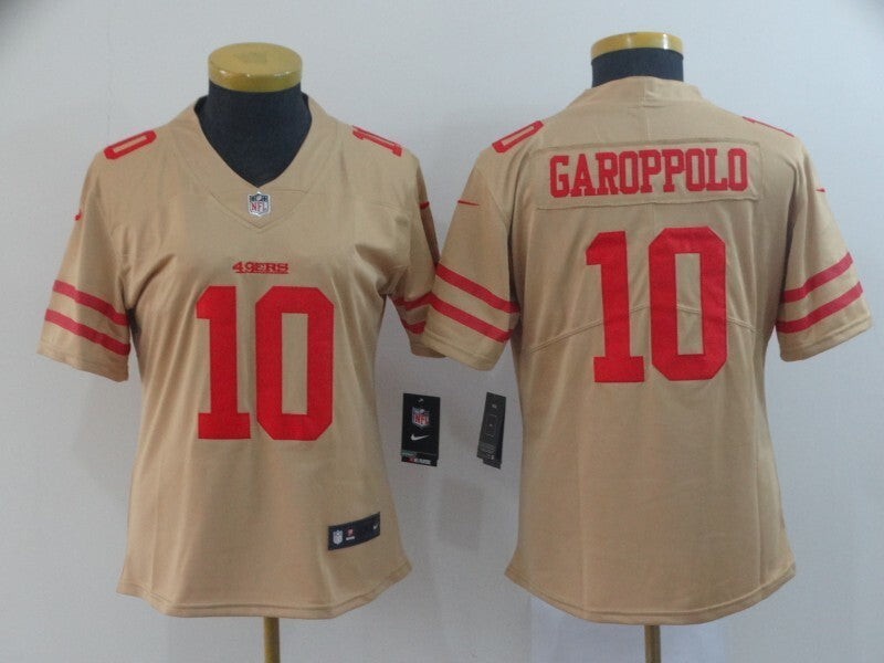 49ers 21/22 Garoppolo #10 Gold/Red Women NFL Jersey