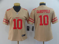 49ers 21/22 Garoppolo #10 Gold/Red Women NFL Jersey
