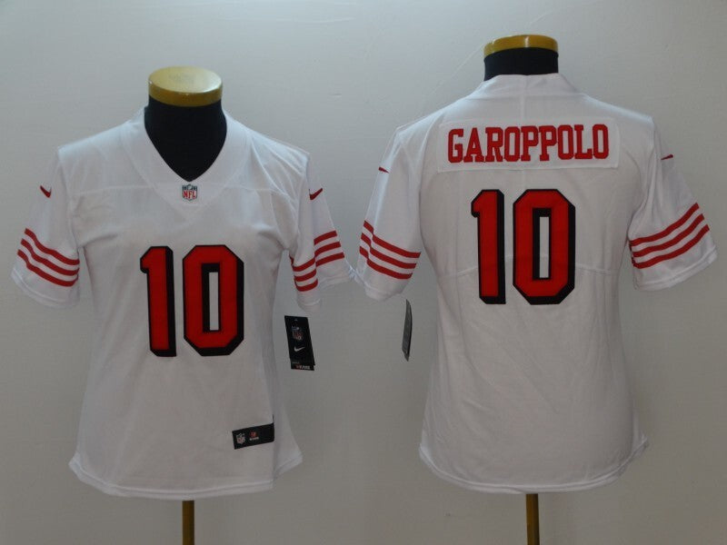 49ers 21/22 Garoppolo #10 White/Red/Black Women NFL Jersey