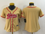 49ers 21/22 Gold/Red Women NFL Baseball Style Jersey