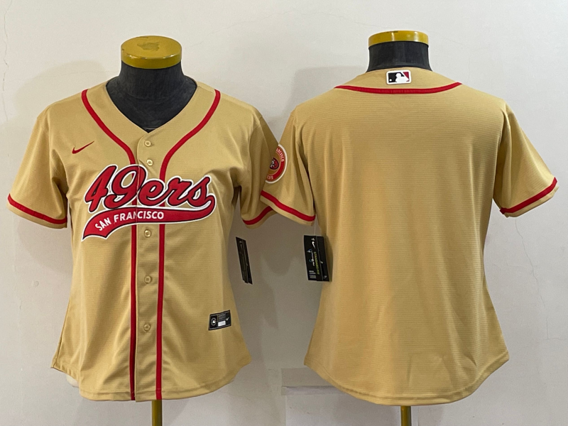 49ers 21/22 Gold/Red Women NFL Baseball Style Jersey