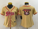 49ers 21/22 Gold/Red Women NFL Baseball Style Jersey