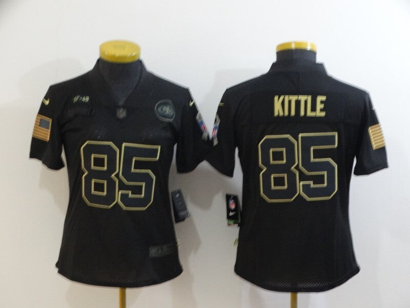 49ers 21/22 Kittle #85 Black/Yellow Women NFL Jersey