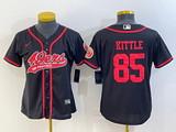 49ers 21/22 Kittle #85 Navy/Red Women NFL Baseball Style Jersey