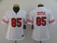 49ers 21/22 Kittle #85 White/Red/Black Women NFL Jersey