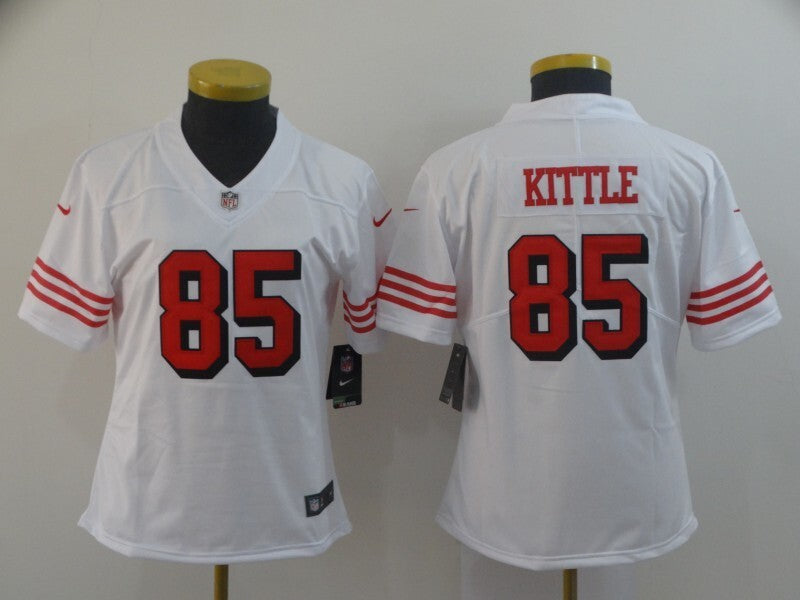 49ers 21/22 Kittle #85 White/Red/Black Women NFL Jersey