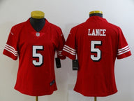 49ers 21/22 Lance #5 Red/White/Black Women NFL Jersey