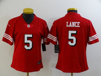 49ers 21/22 Lance #5 Red/White/Black Women NFL Jersey