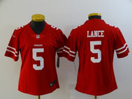 49ers 21/22 Lance #5 Red/White Women NFL Jersey