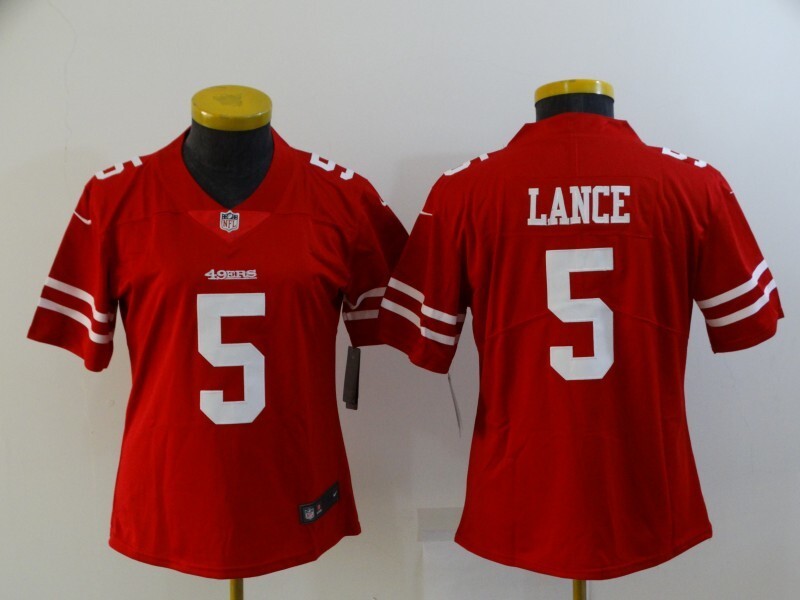 49ers 21/22 Lance #5 Red/White Women NFL Jersey