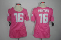 49ers 21/22 Montana #16 Pink/White Women NFL Game Jersey