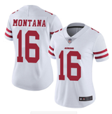 49ers 21/22 Montana #16 White/Red Women NFL Jersey