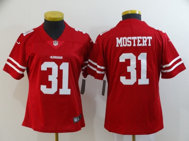 49ers 21/22 Mostert #31 Red/White Women NFL Jersey