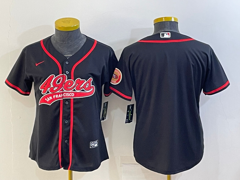 49ers 21/22 Navy/Red Women NFL Baseball Style Jersey