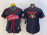 49ers 21/22 Navy/Red Women NFL Baseball Style Jersey