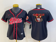 49ers 21/22 Navy/Red Women NFL Baseball Style Jersey