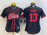 49ers 21/22 Purdy #13 Navy/Red Women NFL Baseball Style Jersey