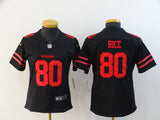 49ers 21/22 Rice #80 Black/Red Women NFL Jersey