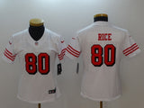 49ers 21/22 Rice #80 White/Red/Black Women NFL Jersey