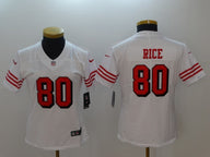 49ers 21/22 Rice #80 White/Red/Black Women NFL Jersey