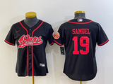 49ers 21/22 Samuel #19 Navy/Red Women NFL Baseball Style Jersey