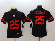 49ers 21/22 Sherman #25 Black/Red Women NFL Jersey