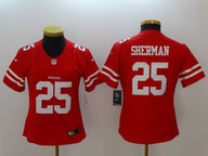 49ers 21/22 Sherman #25 Red/White Women NFL Jersey